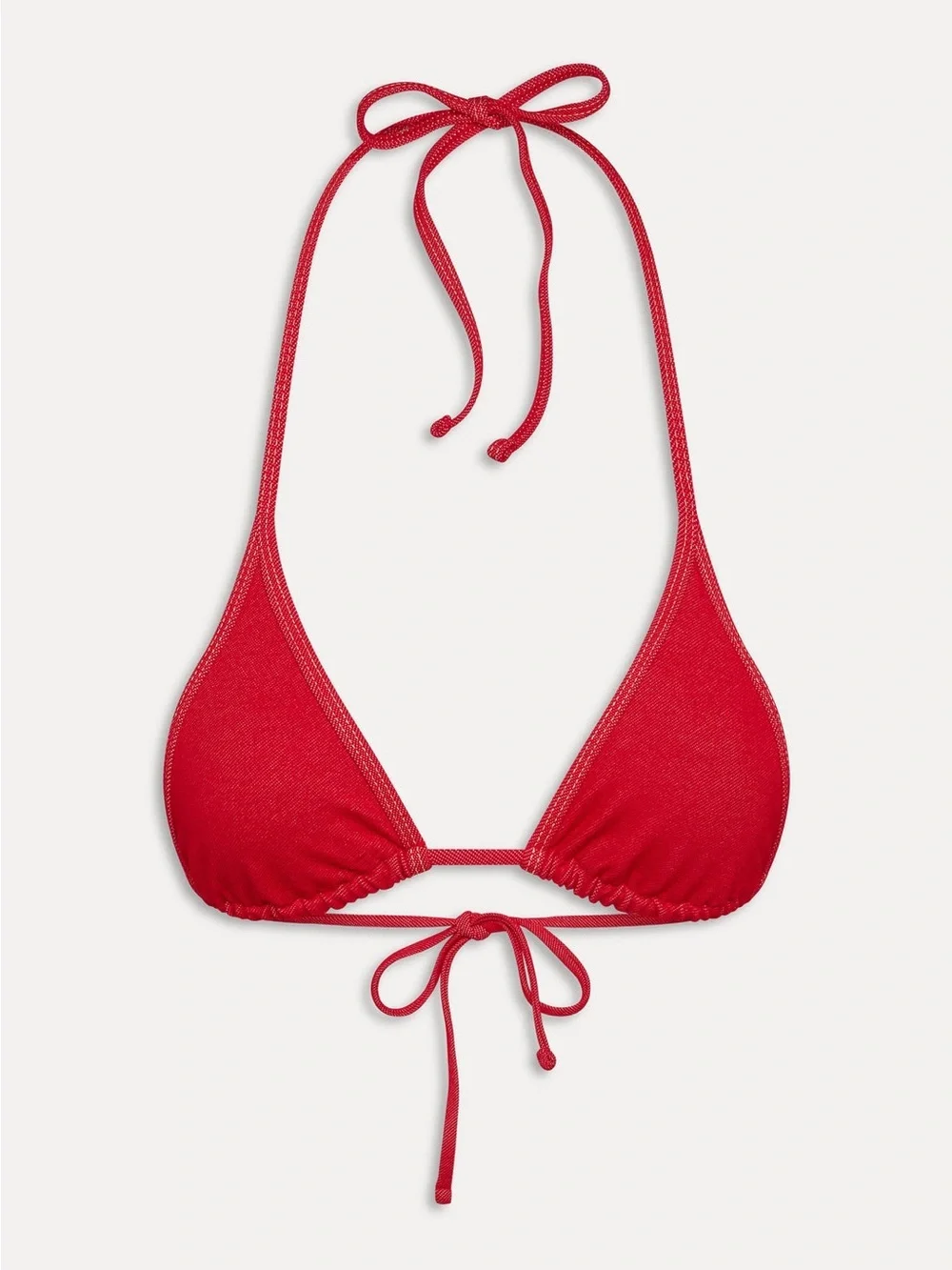 Frankie’s Bikinis Red Denim Bikini SET Sexy Full Moon Paradise Halter Large